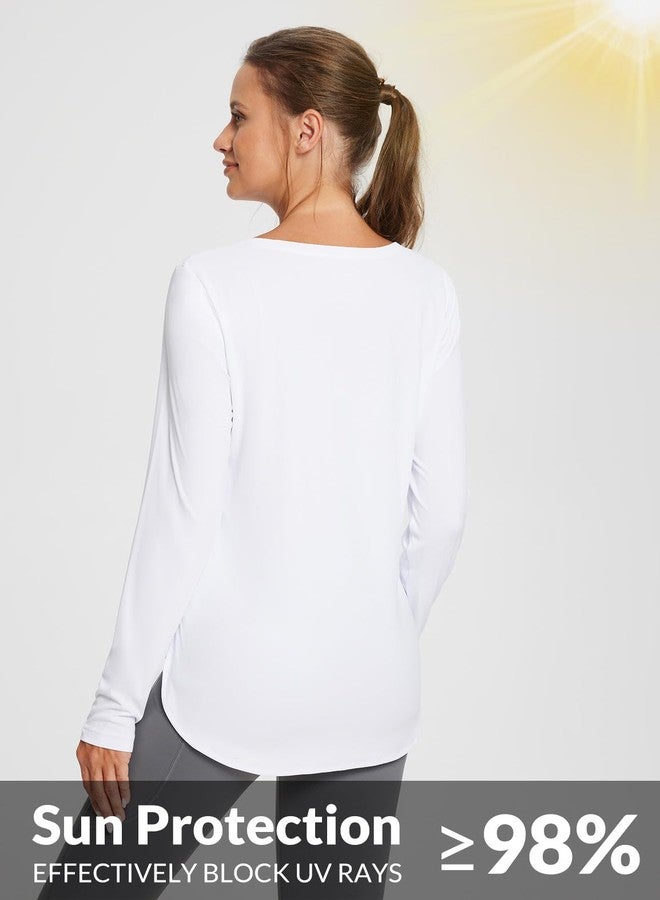 baleaf Women's Sun Shirts UPF 50+ Long Sleeve Hiking Tops Lightweight Quick Dry UV Protection Outdoor Clothing White M - Image 2